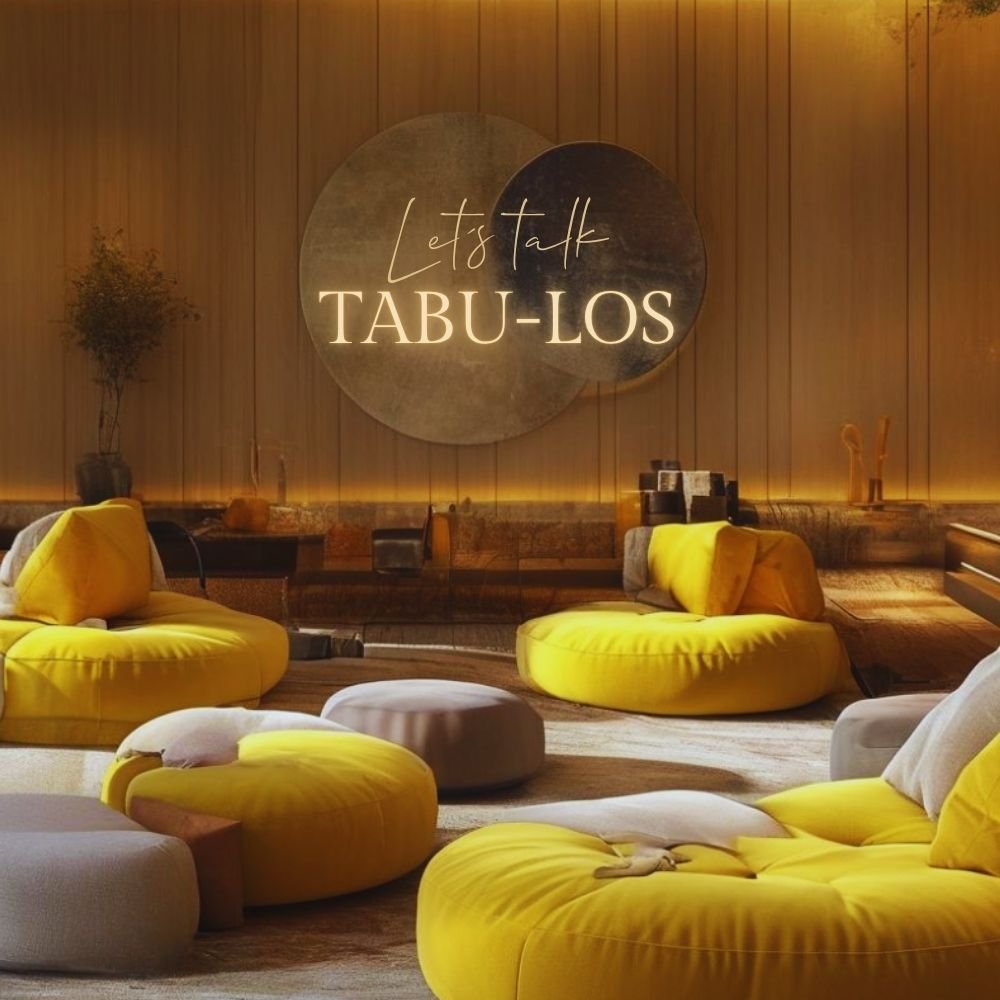 Gem&uuml;tlicher Raum mit Sitzkissen und dem Schriftzug Let&rsquo;s talk TABU-LOS